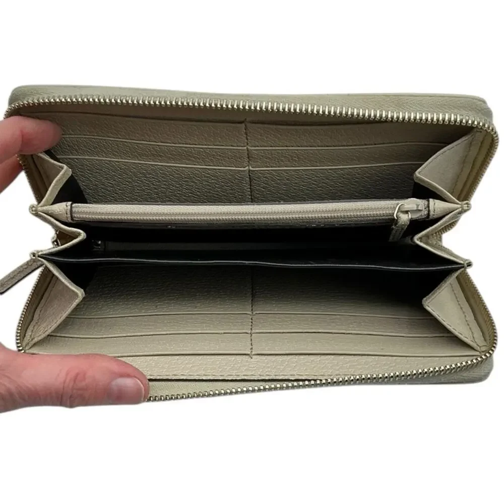 Gucci GG Canvas Zip Around Continental Wallet Monogram Beige‎ Tan Leather - Picture 9 of 10